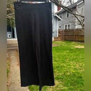 Magaschoni stretch pull-on black dress pants micro pinstripe S wide leg